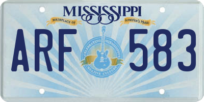 MS license plate ARF583