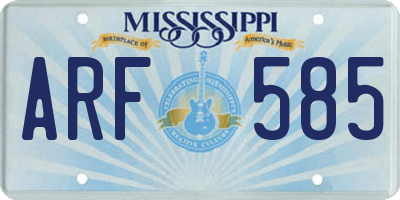 MS license plate ARF585