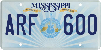 MS license plate ARF600