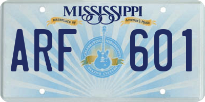 MS license plate ARF601