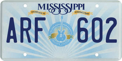 MS license plate ARF602
