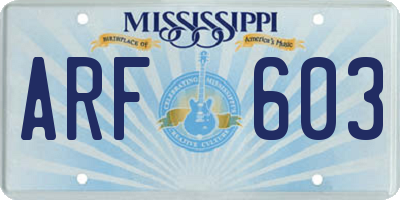 MS license plate ARF603