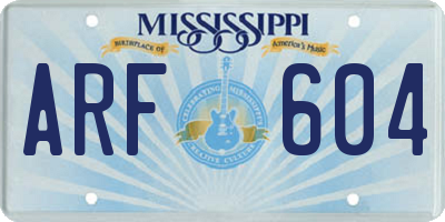 MS license plate ARF604