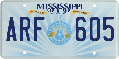 MS license plate ARF605