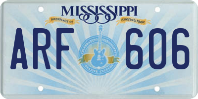 MS license plate ARF606