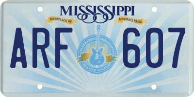 MS license plate ARF607