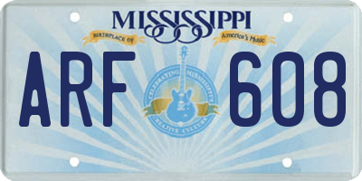MS license plate ARF608