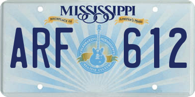 MS license plate ARF612