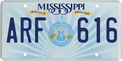 MS license plate ARF616