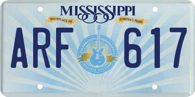 MS license plate ARF617