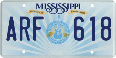 MS license plate ARF618