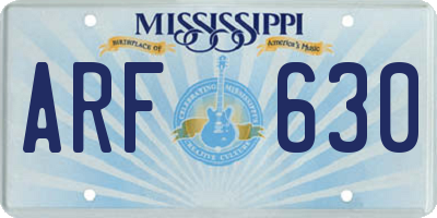MS license plate ARF630
