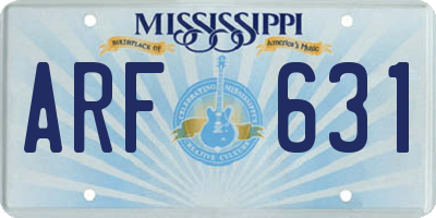 MS license plate ARF631