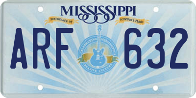 MS license plate ARF632