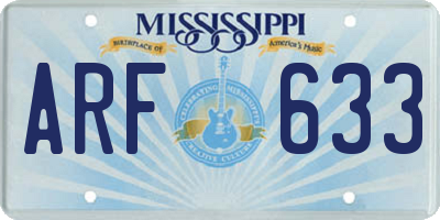 MS license plate ARF633
