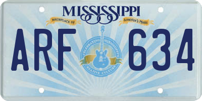 MS license plate ARF634