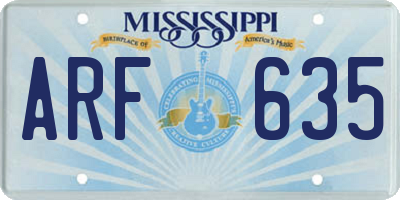 MS license plate ARF635