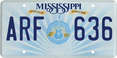 MS license plate ARF636