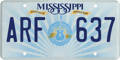 MS license plate ARF637