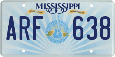 MS license plate ARF638