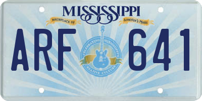 MS license plate ARF641