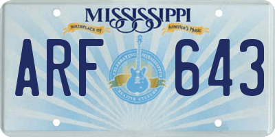 MS license plate ARF643