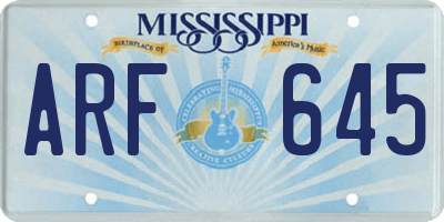 MS license plate ARF645