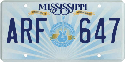 MS license plate ARF647