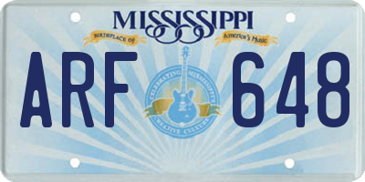 MS license plate ARF648