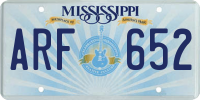 MS license plate ARF652