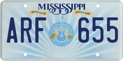 MS license plate ARF655