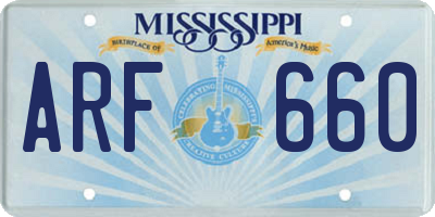 MS license plate ARF660