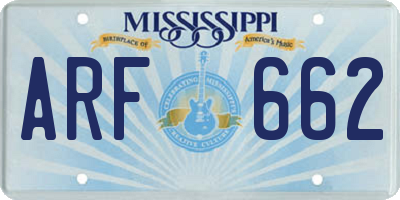 MS license plate ARF662