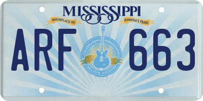 MS license plate ARF663