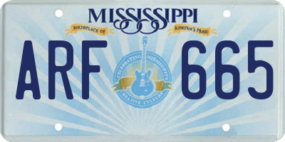 MS license plate ARF665