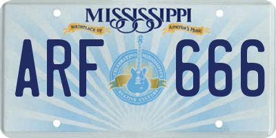 MS license plate ARF666