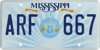 MS license plate ARF667