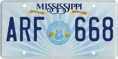 MS license plate ARF668