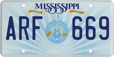 MS license plate ARF669