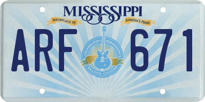 MS license plate ARF671