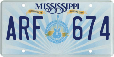 MS license plate ARF674