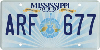 MS license plate ARF677