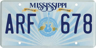 MS license plate ARF678