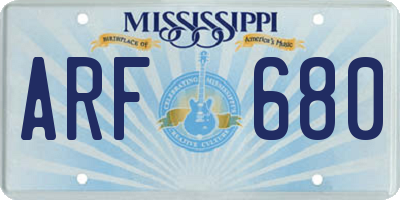 MS license plate ARF680