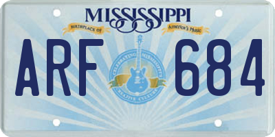 MS license plate ARF684