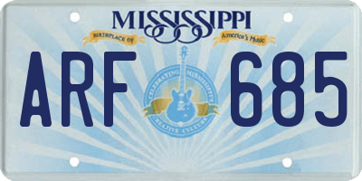 MS license plate ARF685