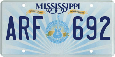 MS license plate ARF692