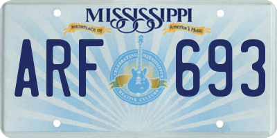 MS license plate ARF693