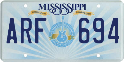 MS license plate ARF694