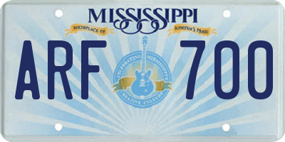 MS license plate ARF700